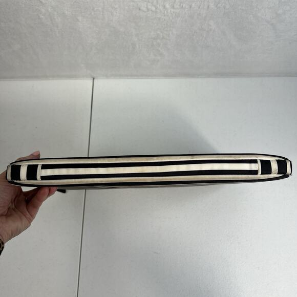 KATE SPADE New York Black & White Stripe Padded iPad MacBook Tablet Zip Case - Picture 9 of 11